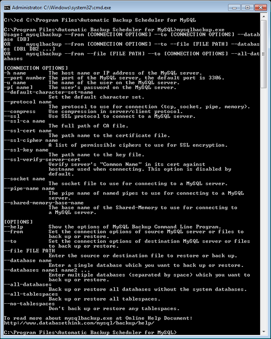 MySQL Backup Command Line Program MySQL Backup Command Line Program