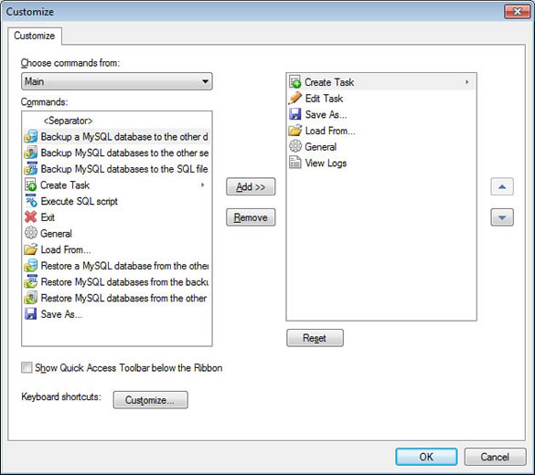 Customize Quick Access Toolbar