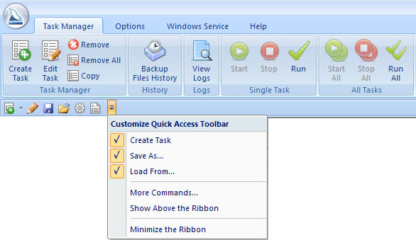 Quick Access Tools show below the ribbon