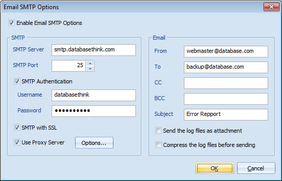 Email SMTP Options