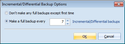 Incremental / Differential Backup Options