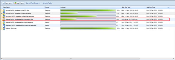 Restore MySQL databases from the backup files