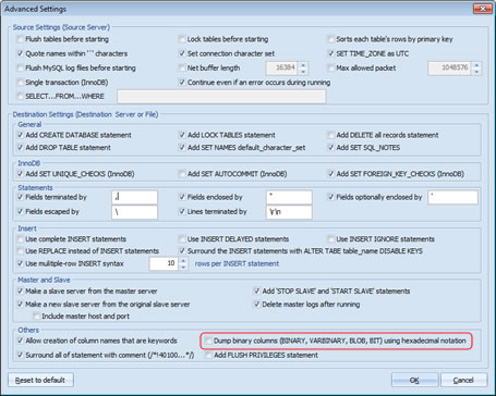 Screenshot for Backup BLOB from MySQL 4.1