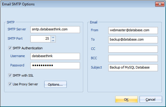 Click to view Backup MySQL to Email Box 4.1 screenshot