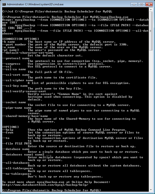 MySQL Backup Command Line Program