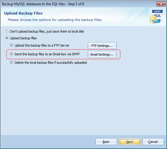 Upload Backup Files